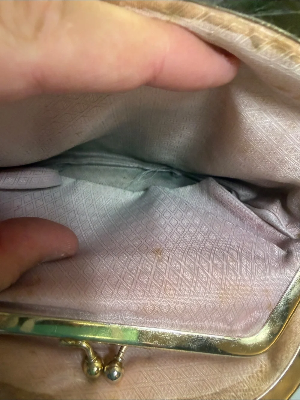Vintage tan pink Eelskin Kiss-Lock Coin Purse – Made in Korea